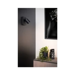 Lucide NIGEL Wandspot 1xGU10/5W + USB Zwart