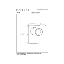 Lucide NIGEL Wandspot 1xGU10/5W + USB Wit