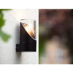 Lucide NORMAN - Wandlamp Buiten - Ø 9 cm - 1xE27 - IP65 - Zwart