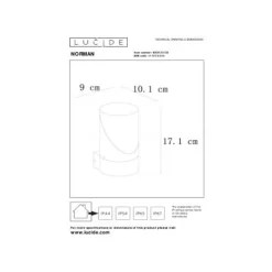 Lucide NORMAN - Wandlamp Buiten - Ø 9 cm - 1xE27 - IP65 - Zwart