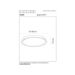 Lucide NURIA - Plafonnière - Ø 40 cm - LED Dimb. - 1x24W 2700K - 3 StepDim - Zwart