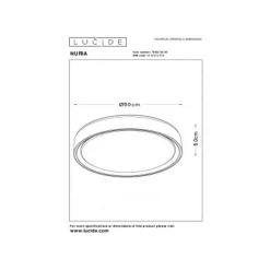 Lucide NURIA - Plafonnière - Ø 50 cm - LED Dimb. - 1x36W 2700K - 3 StepDim - Zwart Lucide