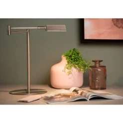 Lucide NUVOLA - Bureaulamp - Ø 20 cm - LED Dimb. - 1x9W 3000K - Mat chroom Lucide