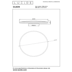 Lucide OLSON - Plafonnière - Ø 45 cm - LED Dimb. - CCT - 1x45W 3000K/6500K - Opaal