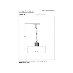 Lucide OPHELIA - Hanglamp - Ø 35 cm - 1xE27 - Zwart