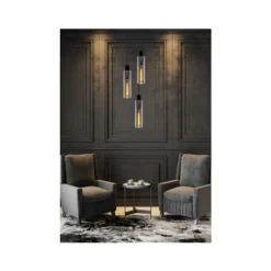 Lucide ORLANDO Hanglamp 3xE27/60W Zwart/Smoke glas