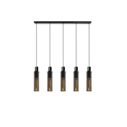 Lucide ORLANDO Hanglamp 5xE27/60W Zwart/Smoke glas