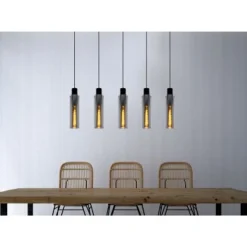 Lucide ORLANDO Hanglamp 5xE27/60W Zwart/Smoke glas