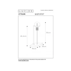 Lucide OTTELIEN - Tafellamp - 1xE27 - Zwart