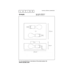 Lucide OVALIS - Wandlamp - 2xE14 - Wit