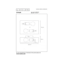 Lucide OVALIS Wandlamp-Mat Go.-2xE14-9W-Metaal