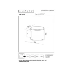 Lucide OXFORD Wandlamp Buiten-Zwart-1xG9-5W-IP54-Alumin.
