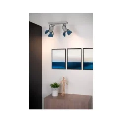 Lucide PICTO - Plafondspot Kinderkamer - 2xGU10 - Blauw