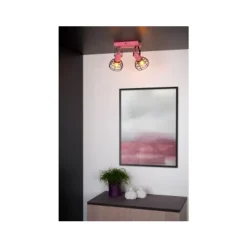 Lucide POLA - Plafondspot Kinderkamer - 2xE27 - Roze