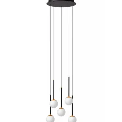 Lucide Premium CALINA - Hanglamp - Ø 42 cm - LED Dimb. - 5x8,2W 2700K - Zwart