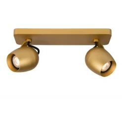 Lucide PRESTON - Plafondspot - LED Dim to warm - GU10 - 2x5W 2200K/3000K - Mat Goud / Messing