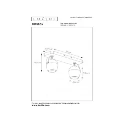 Lucide PRESTON - Plafondspot - LED Dim to warm - GU10 - 2x5W 2200K/3000K - Mat Goud / Messing