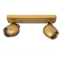 Lucide PRESTON - Plafondspot - LED Dim to warm - GU10 - 2x5W 2200K/3000K - Mat Goud / Messing