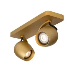 Lucide PRESTON - Plafondspot - LED Dim to warm - GU10 - 2x5W 2200K/3000K - Mat Goud / Messing
