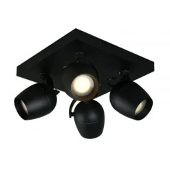 Lucide PRESTON Plafondspot Badk.-Zwart-4xGU10-50W-IP44