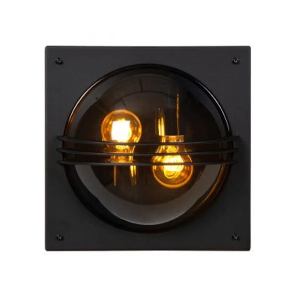 Lucide PRIVAS Wandlamp Buiten-Zwart-2xE27-60W-IP44-PVC