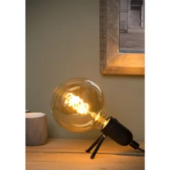 Lucide PUKKI - Tafellamp - LED - E27 - 1x5W 2200K - Zwart Lucide