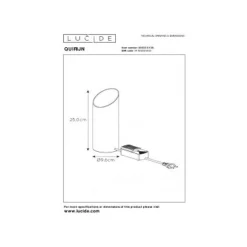 Lucide QUIRIJN - Tafellamp - Ø 9,6 cm - 1xE27 - Zwart