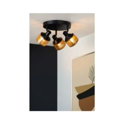 Lucide RAFA - Plafondspot - Ø 42 cm - 3xE14 - Zwart