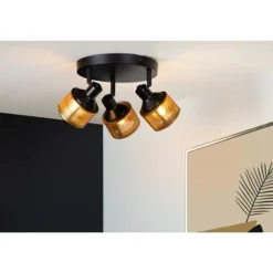 Lucide RAFA - Plafondspot - Ø 42 cm - 3xE14 - Zwart