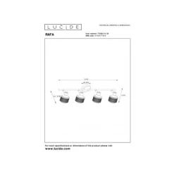 Lucide RAFA - Plafondspot - 4xE14 - Zwart