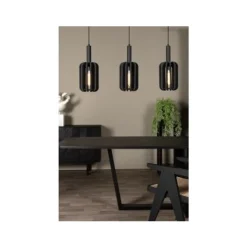 Lucide RAFAL Hanglamp-Grijs-3xE27-40W-Vilt