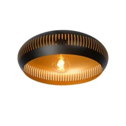 Lucide RAYCO Plafonnière-Zwart-Ø45-1xE27-40W-Staal