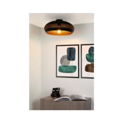 Lucide RAYCO Plafonnière-Zwart-Ø45-1xE27-40W-Staal