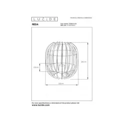 Lucide REDA - Tafellamp - Ø 22 cm - 1xE27 - Zwart Lucide