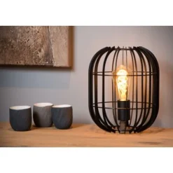 Lucide REDA - Tafellamp - Ø 22 cm - 1xE27 - Zwart Lucide