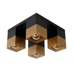 Lucide RENATE - Plafonnière - 4xE27 - Zwart Lucide