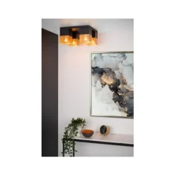 Lucide RENATE - Plafonnière - 4xE27 - Zwart Lucide