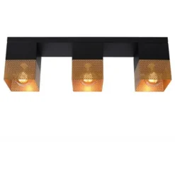 Lucide RENATE - Plafonnière - 3xE27 - Zwart