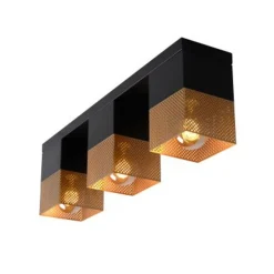 Lucide RENATE - Plafonnière - 3xE27 - Zwart