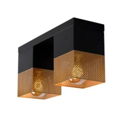 Lucide RENATE - Plafonnière - 2xE27 - Zwart Lucide