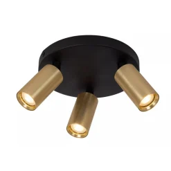 Lucide RITMO - Plafondspot - Ø 18 cm - 3xGU10 (MR11) - Mat Goud / Messing