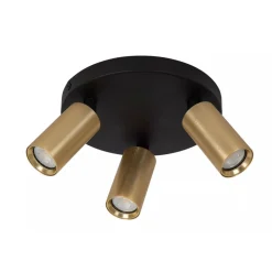 Lucide RITMO - Plafondspot - Ø 18 cm - 3xGU10 (MR11) - Mat Goud / Messing