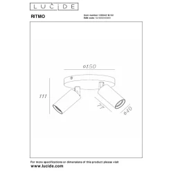 Lucide RITMO - Plafondspot - Ø 15 cm - 2xGU10 (MR11) - Mat Goud / Messing