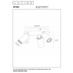 Lucide RITMO - Plafondspot - Ø 18 cm - 3xGU10 (MR11) - Zwart