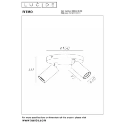 Lucide RITMO - Plafondspot - Ø 15 cm - 2xGU10 (MR11) - Zwart