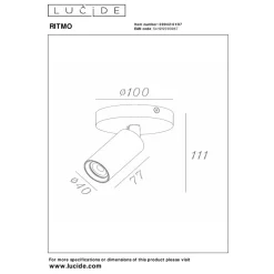Lucide RITMO - Plafondspot - Ø 10 cm - 1xGU10 (MR11) - Koffie