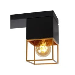 Lucide RIXT - Plafonnière - 3xE27 - Zwart