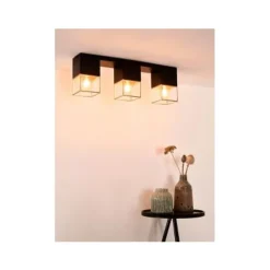 Lucide RIXT - Plafonnière - 3xE27 - Zwart