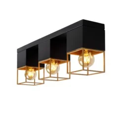 Lucide RIXT - Plafonnière - 3xE27 - Zwart