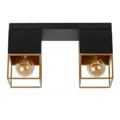 Lucide RIXT - Plafonnière - 2xE27 - Zwart